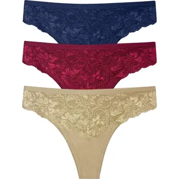 Kalhotky Gréta krajková tanga brazilky 9087 - 3 ks M vícebarevná