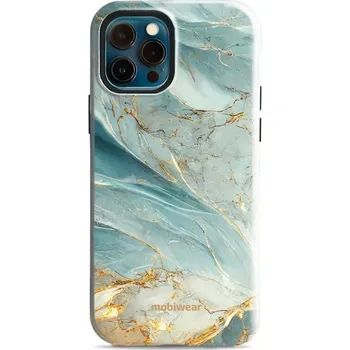 Pouzdro na mobilní telefon Odolný obal Mobiwear Elite Pro - Apple iPhone 12 / 12 Pro - EP34E Zelenkavý a zlatavý mramor (Odolné pouzdro, obal kryt Mobiwear Elite Pro - maximální ochrana mobilu, zesílené hrany, přesné výřezy, pohodlné držení, odolná grafika, kvalitní materiály)
