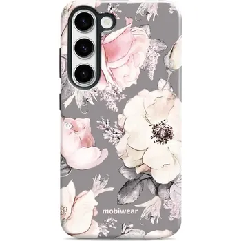 Pouzdro na mobilní telefon Odolný obal Mobiwear Elite Pro - Samsung Galaxy S23 - EX06E Květy na šedém pozadí (Odolné pouzdro, obal kryt Mobiwear Elite Pro - maximální ochrana mobilu, zesílené hrany, přesné výřezy, pohodlné držení, odolná grafika, kvalitní materiály)