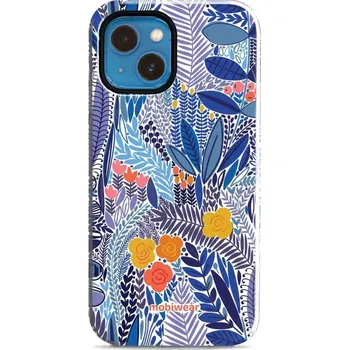 Pouzdro na mobilní telefon Odolný obal Mobiwear Elite Pro - Apple iPhone 13 Mini - EP03E Modrá květena (Odolné pouzdro, obal kryt Mobiwear Elite Pro - maximální ochrana mobilu, zesílené hrany, přesné výřezy, pohodlné držení, odolná grafika, kvalitní materiály)