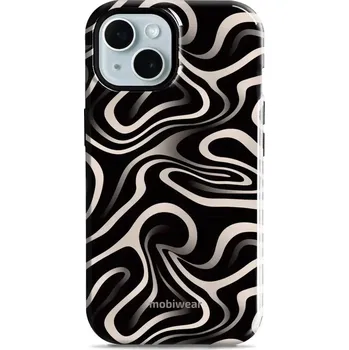Pouzdro na mobilní telefon Odolný obal Mobiwear Elite Pro - Apple iPhone 15 - EA68E Vlnky a linky (Odolné pouzdro, obal kryt Mobiwear Elite Pro - maximální ochrana mobilu, zesílené hrany, přesné výřezy, pohodlné držení, odolná grafika, kvalitní materiály)
