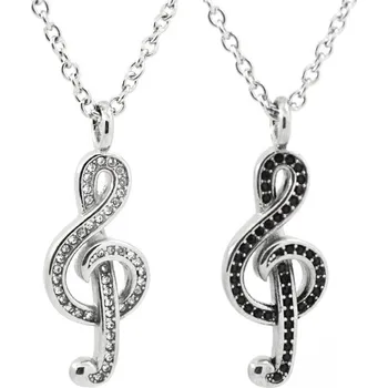 Přívěsek Přívěsek Houslový klíč z nerezové oceli s krystaly a s řetízkem - Černá