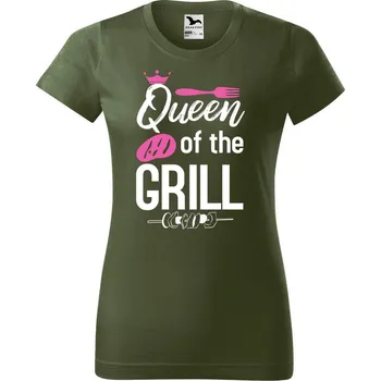 Dámské tričko DOBRÝ TRIKO Dámské tričko s potiskem Queen of the grill Barva: Khaki, Velikost: S