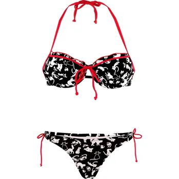 Dámské plavky Kitty tanga - veselé bikiny plavky T1057 XL černá