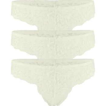 Kalhotky Tamaya White svůdná krajková tanga 003S 3bal XL smetanová