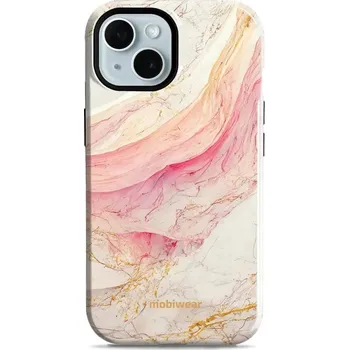 Pouzdro na mobilní telefon Odolný obal Mobiwear Elite Pro - Apple iPhone 15 - EP32E Růžový a zlatavý mramor (Odolné pouzdro, obal kryt Mobiwear Elite Pro - maximální ochrana mobilu, zesílené hrany, přesné výřezy, pohodlné držení, odolná grafika, kvalitní materiály)