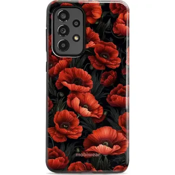 Pouzdro na mobilní telefon Odolný obal Mobiwear Elite Pro - Samsung Galaxy A33 5G - EP45E Temné červené květy (Odolné pouzdro, obal kryt Mobiwear Elite Pro - maximální ochrana mobilu, zesílené hrany, přesné výřezy, pohodlné držení, odolná grafika, kvalitní materiály)