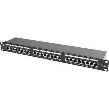 Patch panel LANBERG PATCH PANEL 24 PORT 1U 19” CAT.5E SHIELDED BLACK