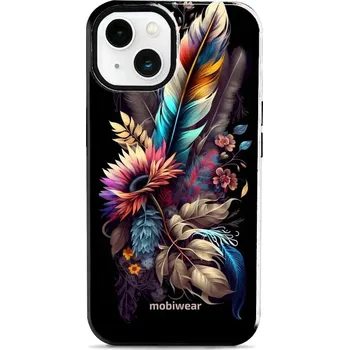 Pouzdro na mobilní telefon Odolný obal Mobiwear Elite Pro - Apple iPhone 13 - E011E Kytice s pírkem (Odolné pouzdro, obal kryt Mobiwear Elite Pro - maximální ochrana mobilu, zesílené hrany, přesné výřezy, pohodlné držení, odolná grafika, kvalitní materiály)