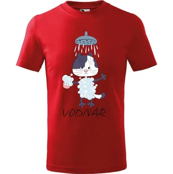 Chlapecké tričko DOBRÝ TRIKO Dětské tričko Zvěrokruh kočka Vodnář Velikost: 158/12 let, Barva: Červená