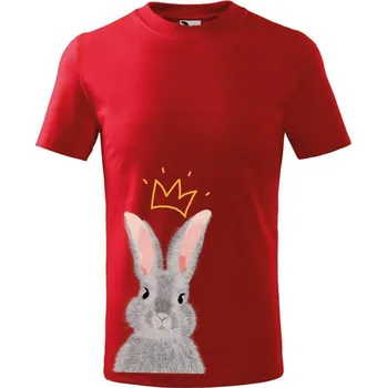 Chlapecké tričko DOBRÝ TRIKO Dětské tričko s potiskem Králík s korunkou Velikost: 158/12 let, Barva: Červená