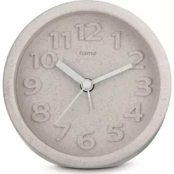 Budík Hama Fuerteventura, budík, průměr 12 cm, 3D číslice, tichý, z 20% pšeničné slámy, béžový