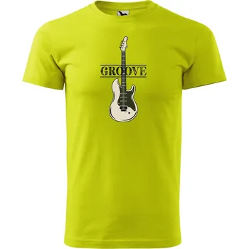 Pánské oblečení DOBRÝ TRIKO Pánské tričko s potiskem Baskytara Velikost: M, Barva: Limetková