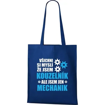 Nákupní taška DOBRÝ TRIKO Bavlněná taška s potiskem Kouzelník mechanik Barva: Královsky modrá