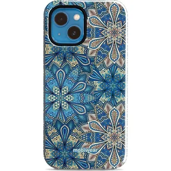 Pouzdro na mobilní telefon Odolný obal Mobiwear Elite Pro - Apple iPhone 13 Mini - E108E Modré mandala květy (Odolné pouzdro, obal kryt Mobiwear Elite Pro - maximální ochrana mobilu, zesílené hrany, přesné výřezy, pohodlné držení, odolná grafika, kvalitní materiály)