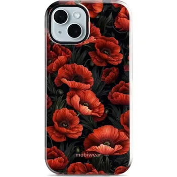 Pouzdro na mobilní telefon Odolný obal Mobiwear Elite Pro - Apple iPhone 14 - EP45E Temné červené květy (Odolné pouzdro, obal kryt Mobiwear Elite Pro - maximální ochrana mobilu, zesílené hrany, přesné výřezy, pohodlné držení, odolná grafika, kvalitní materiály)