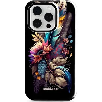 Pouzdro na mobilní telefon Odolný obal Mobiwear Elite Pro - Apple iPhone 15 Pro - E011E Kytice s pírkem (Odolné pouzdro, obal kryt Mobiwear Elite Pro - maximální ochrana mobilu, zesílené hrany, přesné výřezy, pohodlné držení, odolná grafika, kvalitní materiály)