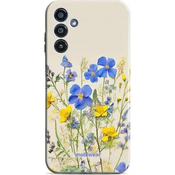 Pouzdro na mobilní telefon Odolný obal Mobiwear Elite Pro - Samsung Galaxy A15 / A15 5G - EP41E Modré a žluté kvítky (Odolné pouzdro, obal kryt Mobiwear Elite Pro - maximální ochrana mobilu, zesílené hrany, přesné výřezy, pohodlné držení, odolná grafika, kvalitní materiály)
