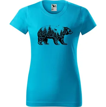 Dámské tričko DOBRÝ TRIKO Dámské tričko s potiskem Medvěd Barva: Tyrkysová, Velikost: 2XL