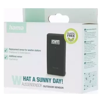 Meteostanice Hama Brac, bezdrátový senzor k Hama meteostanicím, zobrazení teploty a vlhkosti vzduchu, černý