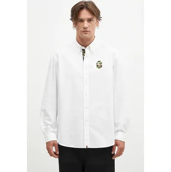 Pánská košile Bavlněná košile A Bathing Ape Abc Camo One Point Relaxed Fit bílá barva, regular, s límečkem button-down, 1K80131008, M, 00X