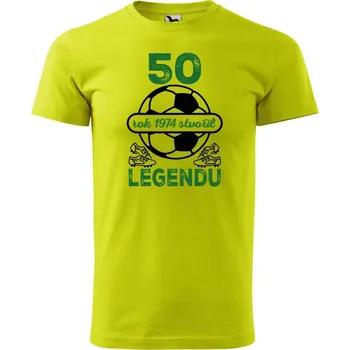 Pánské oblečení DOBRÝ TRIKO Pánské tričko s potiskem 50 let legenda fotbal Velikost: 2XL, Barva: Limetková
