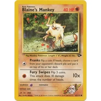 Karetní hra Pokémon GC 063/132 Blaine's Mankey - Gym Challenge Stav: Excellent
