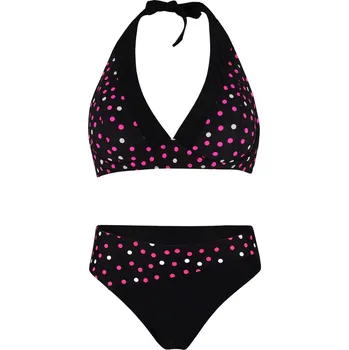Dámské plavky Stella puntíkaté vykrojené plavky s výztuží a kosticí P403 S růžová