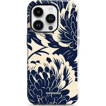 Pouzdro na mobilní telefon Odolný obal Mobiwear Elite Pro - Apple iPhone 14 Pro - EA40E Modré a béžové květy (Odolné pouzdro, obal kryt Mobiwear Elite Pro - maximální ochrana mobilu, zesílené hrany, přesné výřezy, pohodlné držení, odolná grafika, kvalitní materiály)