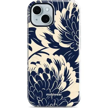 Pouzdro na mobilní telefon Odolný obal Mobiwear Elite Pro - Apple iPhone 14 - EA40E Modré a béžové květy (Odolné pouzdro, obal kryt Mobiwear Elite Pro - maximální ochrana mobilu, zesílené hrany, přesné výřezy, pohodlné držení, odolná grafika, kvalitní materiály)