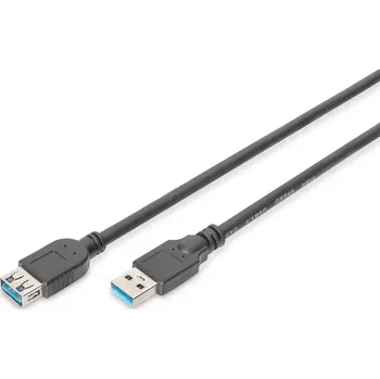 Elektrická zásuvka Assmann AK-300203-030-S USB 3.0 USB A zásuvka USB A vidlice niklovaný, 3m, černý