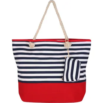 Dámské plavky Agnes pruhovaná plážová taška s kapsičkou červená