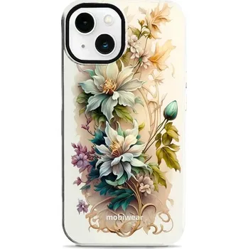 Pouzdro na mobilní telefon Odolný obal Mobiwear Elite Pro - Apple iPhone 13 - E014E Krémové květy (Odolné pouzdro, obal kryt Mobiwear Elite Pro - maximální ochrana mobilu, zesílené hrany, přesné výřezy, pohodlné držení, odolná grafika, kvalitní materiály)