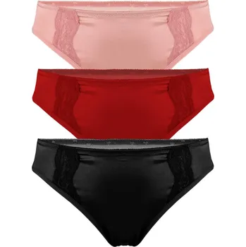 Kalhotky Lezara Modern krajkované kalhotky se srdíčky - 3bal S vícebarevná