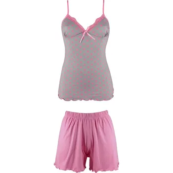 Dámská noční košile Dots pyžamo kraťasy a tričko 11103 XXL světle šedá