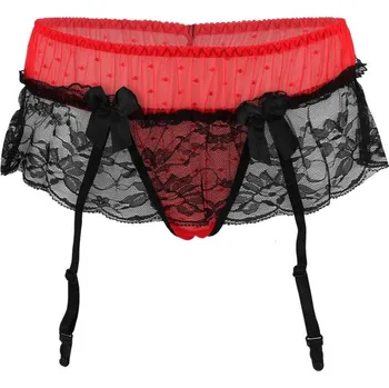 Kalhotky Alisana diva svůdná tanga s podvazkovým pásem 3302 M černá