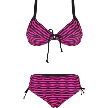 Dámské plavky Míša dvojdílné plavky bez výztuže s kosticí D016 XXL růžová