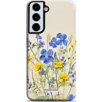Pouzdro na mobilní telefon Odolný obal Mobiwear Elite Pro - Samsung Galaxy S22 - EP41E Modré a žluté kvítky (Odolné pouzdro, obal kryt Mobiwear Elite Pro - maximální ochrana mobilu, zesílené hrany, přesné výřezy, pohodlné držení, odolná grafika, kvalitní materiály)