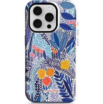 Pouzdro na mobilní telefon Odolný obal Mobiwear Elite Pro - Apple iPhone 15 Pro - EP03E Modrá květena (Odolné pouzdro, obal kryt Mobiwear Elite Pro - maximální ochrana mobilu, zesílené hrany, přesné výřezy, pohodlné držení, odolná grafika, kvalitní materiály)