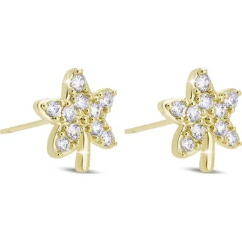 Náušnice biju Pozlacené náušnice 14k, lístek se zirkony 1003318