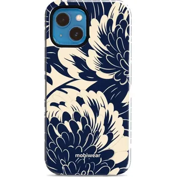 Pouzdro na mobilní telefon Odolný obal Mobiwear Elite Pro - Apple iPhone 13 Mini - EA40E Modré a béžové květy (Odolné pouzdro, obal kryt Mobiwear Elite Pro - maximální ochrana mobilu, zesílené hrany, přesné výřezy, pohodlné držení, odolná grafika, kvalitní materiály)