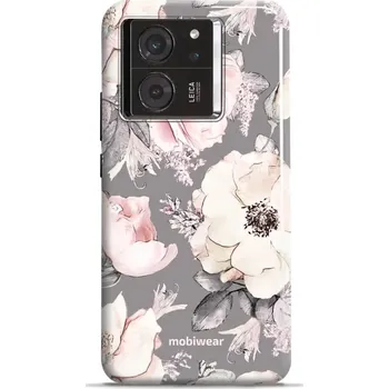 Pouzdro na mobilní telefon Odolný obal Mobiwear Elite Pro - Xiaomi 13T / 13T Pro - EX06E Květy na šedém pozadí (Odolné pouzdro, obal kryt Mobiwear Elite Pro - maximální ochrana mobilu, zesílené hrany, přesné výřezy, pohodlné držení, odolná grafika, kvalitní materiály)