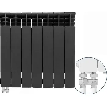 Radiátor Deskový HLINÍKOVÝ radiátor G500F 7-segmentový GRAPHITE LEVÉ rovné připojení (SADA)