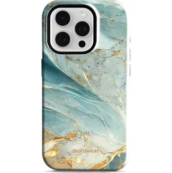 Pouzdro na mobilní telefon Odolný obal Mobiwear Elite Pro - Apple iPhone 15 Pro - EP34E Zelenkavý a zlatavý mramor (Odolné pouzdro, obal kryt Mobiwear Elite Pro - maximální ochrana mobilu, zesílené hrany, přesné výřezy, pohodlné držení, odolná grafika, kvalitní materiály)