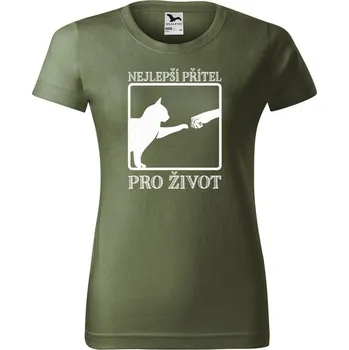 Dámské tričko DOBRÝ TRIKO Dámské tričko s potiskem Nejlepší přítel Barva: Khaki, Velikost: 2XL