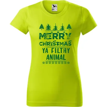 Dámské oblečení DOBRÝ TRIKO Dámské tričko s potiskem Merry animal Barva: Limetková, Velikost: S