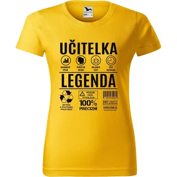 Dámské tričko DOBRÝ TRIKO Dámské tričko s potiskem Učitelka legenda Barva: Žlutá, Velikost: XL