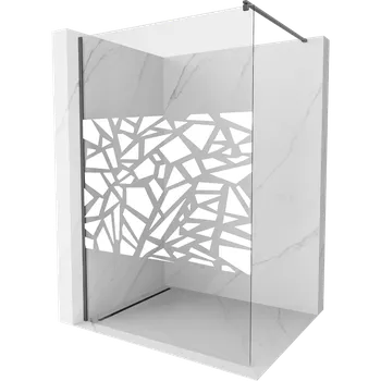 Mexen Kioto sprchová stěna Walk-in 100 x 200 cm, bílý vzor 8 mm, gun gray kartáčovaný - 800-100-101-66-85 Sprchové stěny