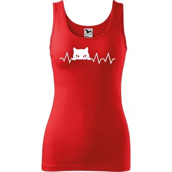 Dámské tričko DOBRÝ TRIKO Dámské tílko s potiskem Tep kočka Velikost: S, Barva: Červená