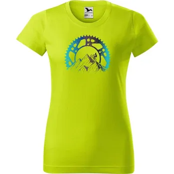 Dámské tričko DOBRÝ TRIKO Dámské tričko s potiskem Horská jízda Barva: Limetková, Velikost: L